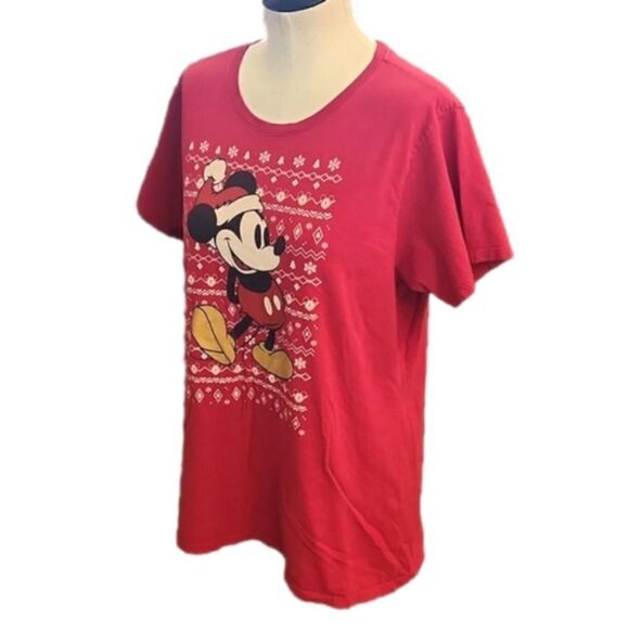 Mens Mickey Mouse Red Christmas Tee By Disney Size XL. - Picture 5 of 13